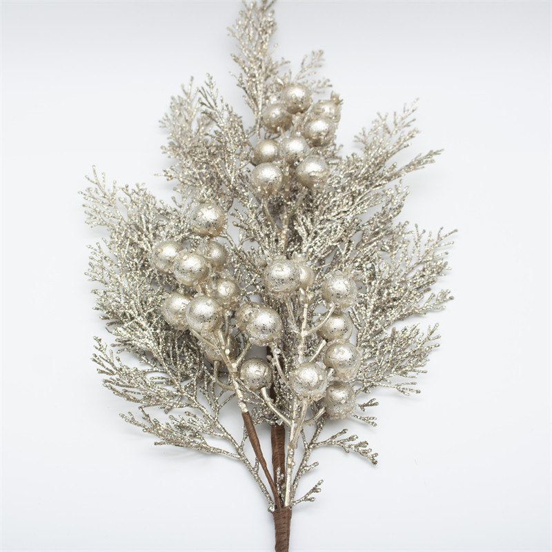 Champagne Berry Pine Leaf Christmas Branch