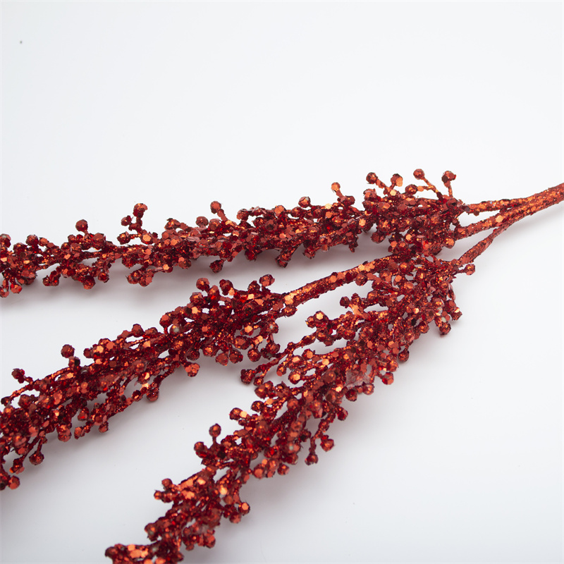 Glitter Red Wheat Ear Christmas Branch