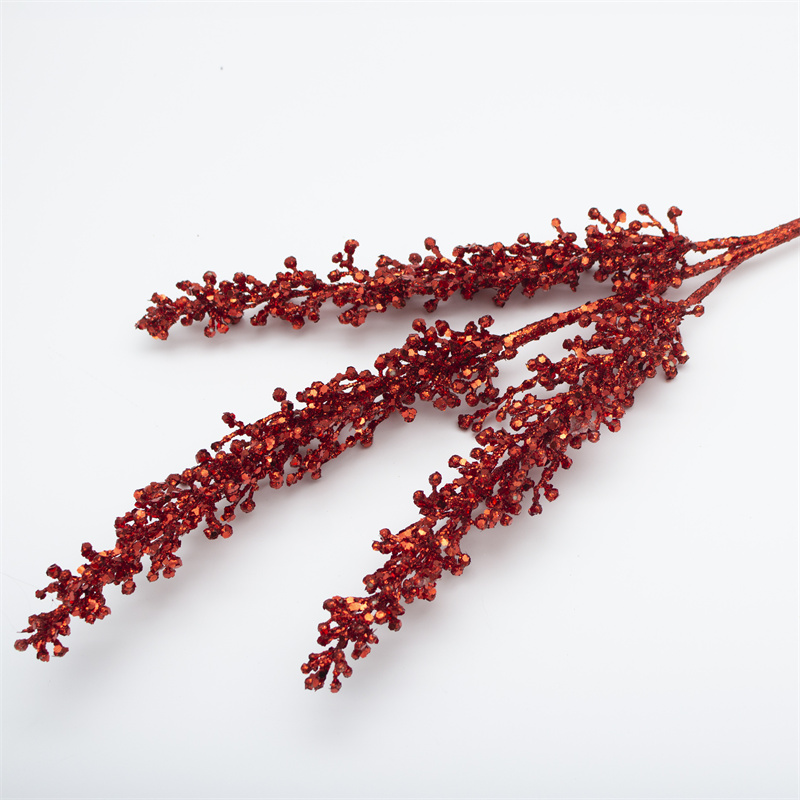 Glitter Red Wheat Ear Christmas Branch