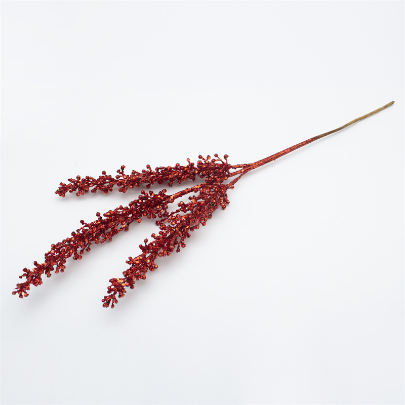 Glitter Red Wheat Ear Christmas Branch