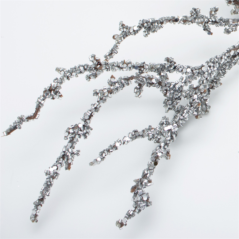 Silver Glitter Sequin Pine Tree Branch