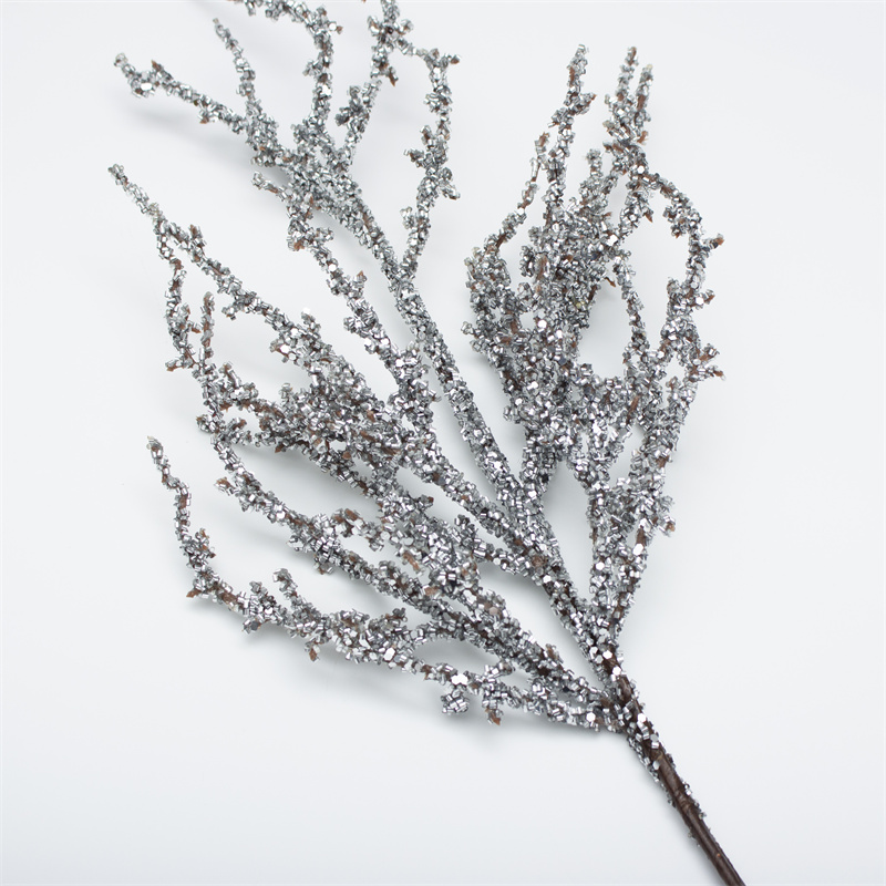 Silver Glitter Sequin Pine Tree Branch