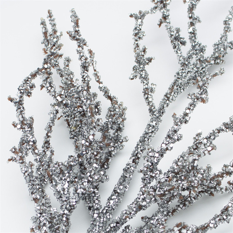 Silver Glitter Sequin Pine Tree Branch