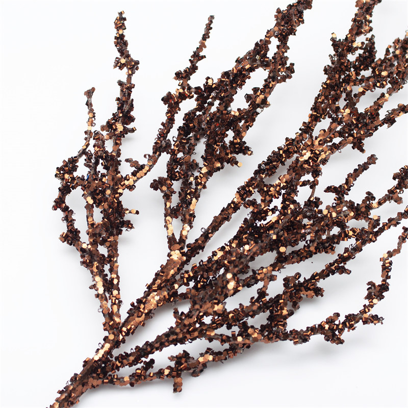 Brown Glitter Sequin Pine Christmas Branch