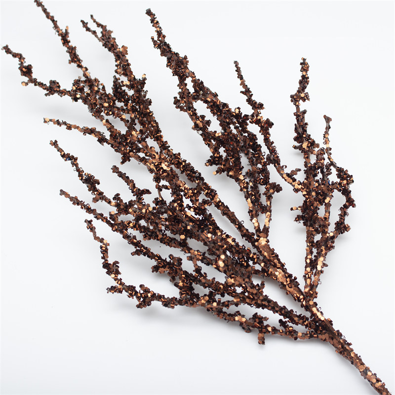 Brown Glitter Sequin Pine Christmas Branch