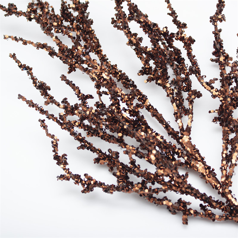 Brown Glitter Sequin Pine Christmas Branch