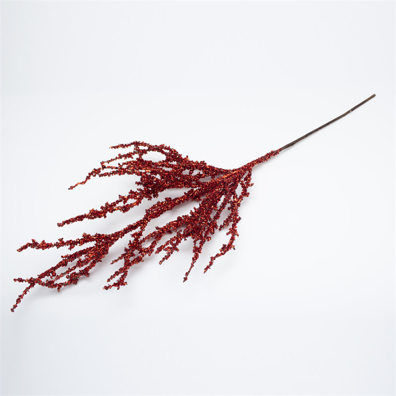 Red Glitter Pine Tree Branch With Sequin