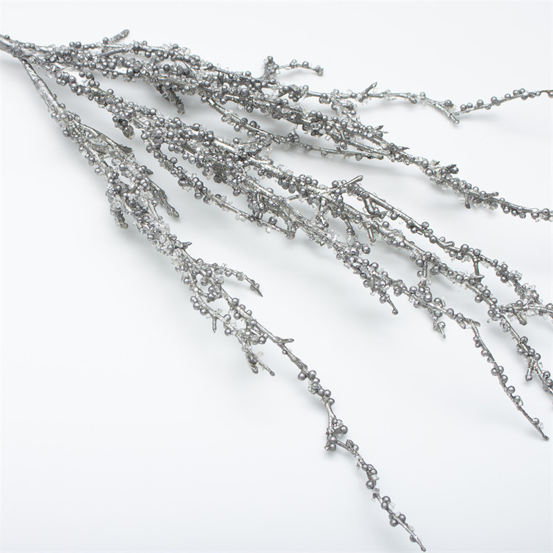 Gray Artificial Christmas Branch With Glitter Sequin