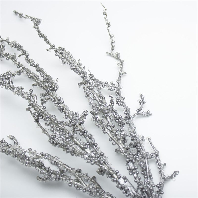 Gray Artificial Christmas Branch With Glitter Sequin